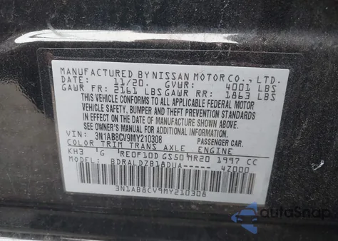 2021 Nissan Sentra Sv Xtronic Cvt from USA, damaged, VIN 3N1AB8CV9MY210308